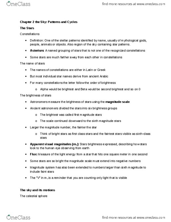 AS101 Chapter Notes - Chapter 2: Orbit, Lunar Eclipse, Declination thumbnail