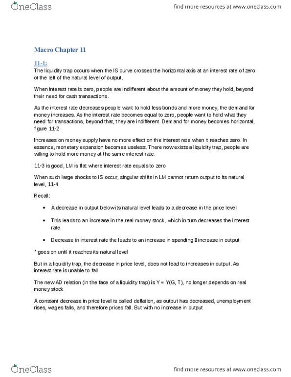 EC390 Chapter Notes - Chapter 11: Money Supply, Bargaining Power, Real Wages thumbnail