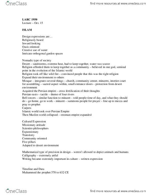 LARC 1950 Lecture Notes - Lecture 7: Iwan, Muqarnas thumbnail