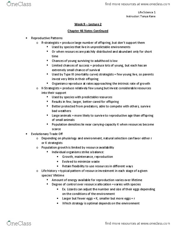 LIFESCI 1 Lecture Notes - Lecture 26: Conservation Biology, Metapopulation, Insular Biogeography thumbnail