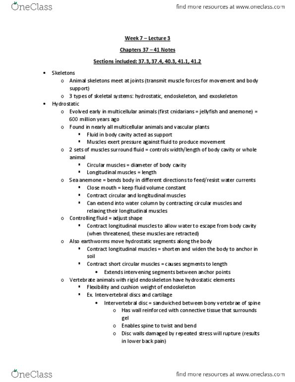 LIFESCI 1 Lecture Notes - Lecture 21: Chondrichthyes, Elasmobranchii, Arthropod thumbnail