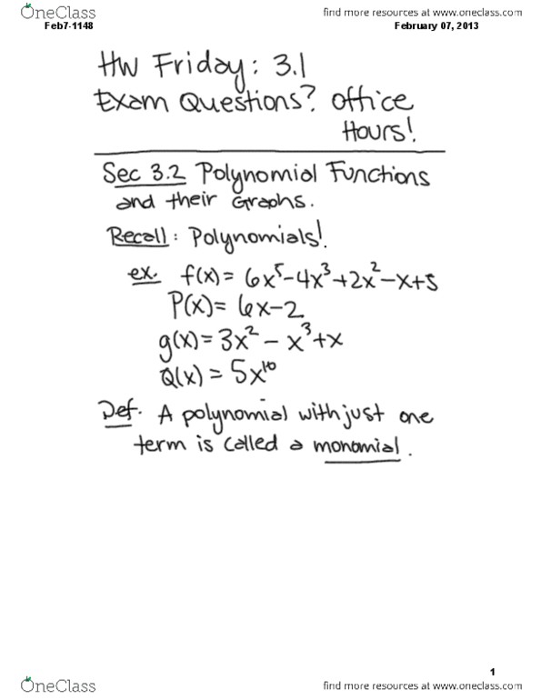 MATH 1148 Lecture 5: Polynomial Functions thumbnail