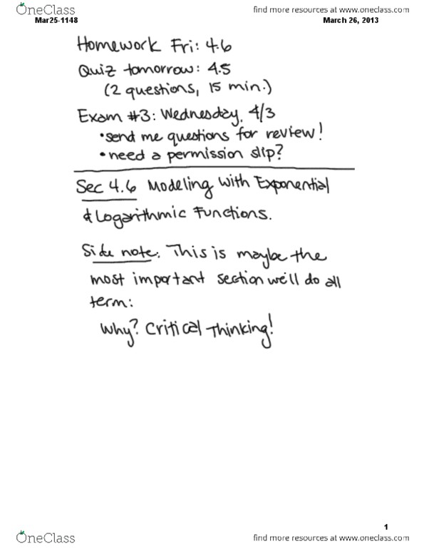 MATH 1148 Lecture 14: Modeling w Logarithmic and Exponential Functions thumbnail