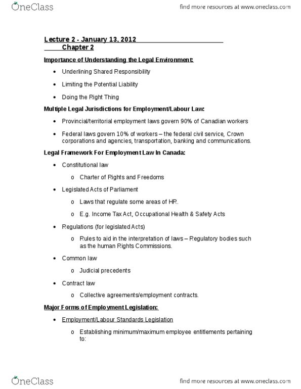 ADM 2337 Lecture Notes - Lecture 2: Underemployment, Equal Protection Clause, Reverse Discrimination thumbnail