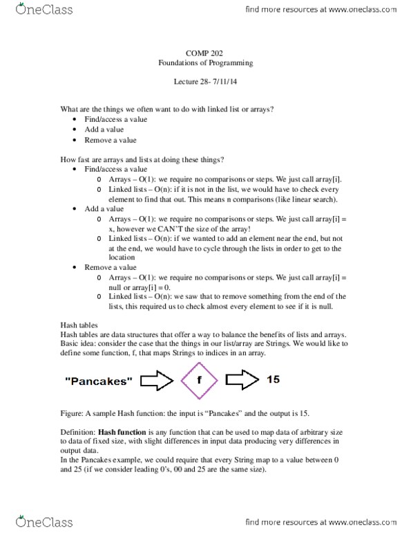 COMP 202 Lecture Notes - Lecture 28: Hash Table thumbnail