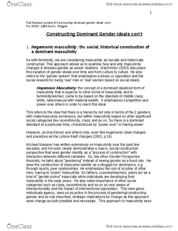 SOSC 1185 Lecture 9: Constructing dominant gender ideals #2 (Fall) thumbnail