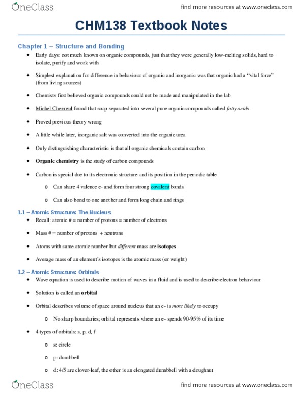 CHM136H1 Chapter Notes - Chapter 1 - 4: Valence Bond Theory, Cyclopropane, Isobutane thumbnail