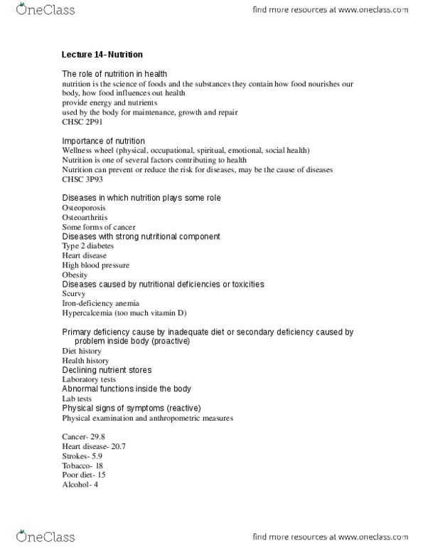 HLSC 1F90 Lecture Notes - Lecture 14: Osteoporosis, Probiotic, Starch thumbnail