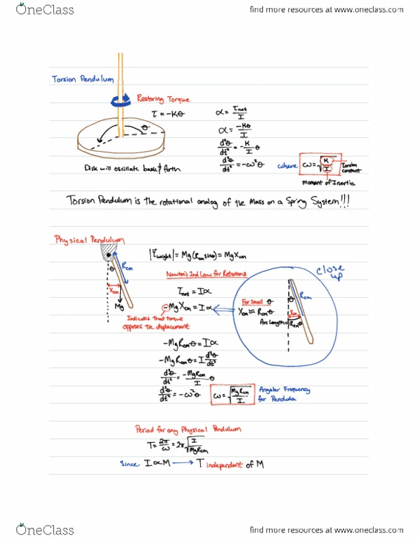 Phys 211 Quiz Simple And Physical Pendula Oneclass