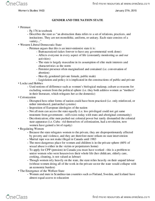 WOMENST 1A03 Lecture Notes - Lecture 4: Medicalization thumbnail