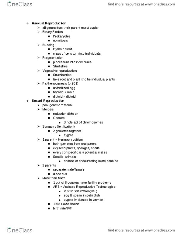 BIOL 12100 Lecture Notes - Lecture 5: Genetic Variability, Biological Specificity, Vegetative Reproduction thumbnail