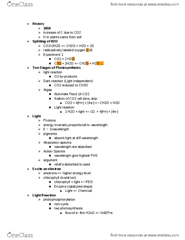 BIOL 12100 Lecture Notes - Lecture 3: Chlorophyll, Absorption Spectroscopy, Light-Independent Reactions thumbnail