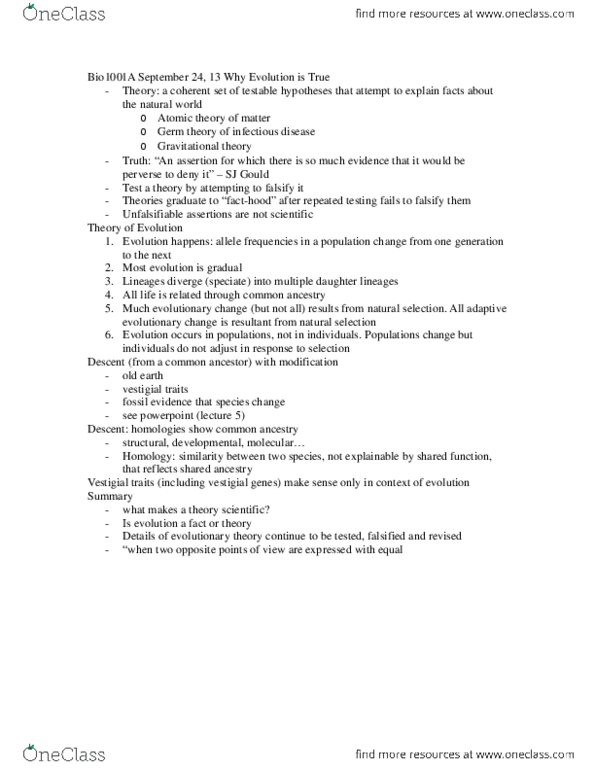 Biology 1001A Lecture Notes - Lecture 24: Speciation thumbnail