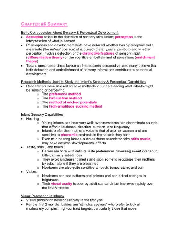 Psychology 2040A/B Chapter Notes - Chapter 6: Habituation, Observational Learning, Stereopsis thumbnail