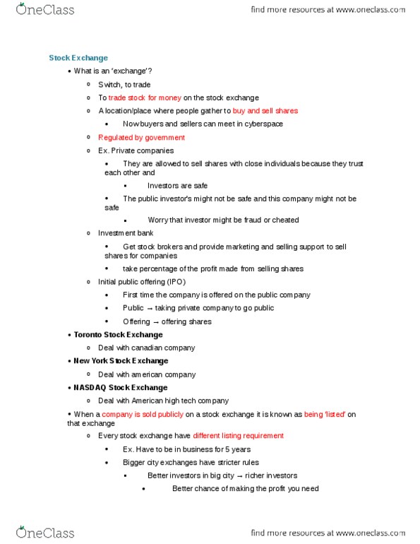 LGST 126 Lecture Notes - Lecture 1: Initial Public Offering, Toronto Stock Exchange, Financial Regulation thumbnail