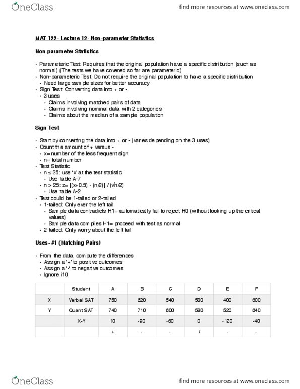 MAT 122 Lecture Notes - Lecture 10: American Airlines, Test Statistic, Level Of Measurement thumbnail