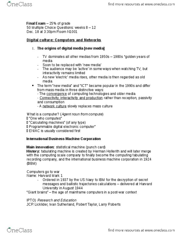 CS100 Chapter Notes - Chapter 3: Computing-Tabulating-Recording Company, Ibm, Herman Hollerith thumbnail