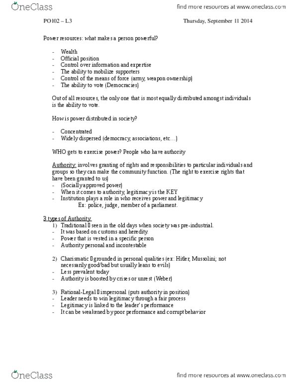 PO110 Lecture Notes - Lecture 3: Heredity thumbnail