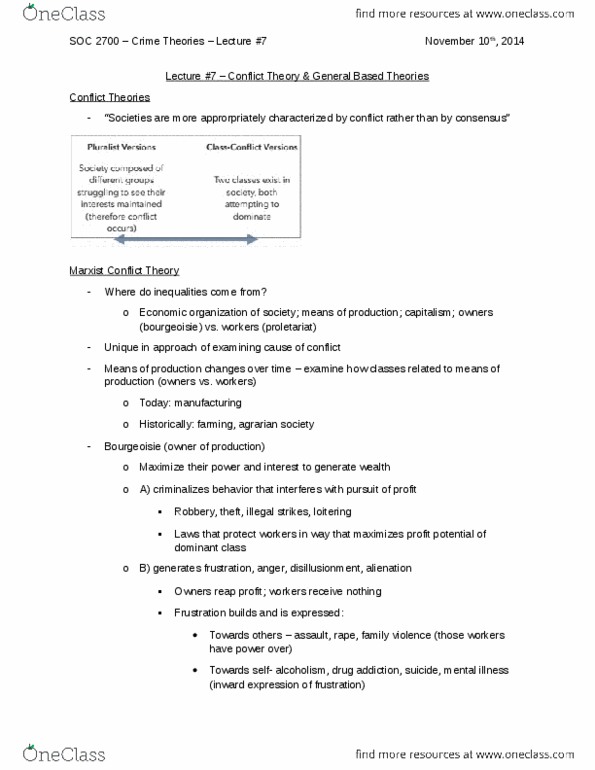 CRM 302 Lecture 7: SOC2700 - Lecture 7 - Conflict Theory & Gender Based Theories.docx thumbnail