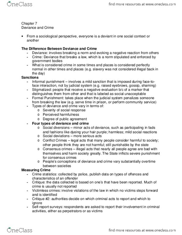 SOCA02H3 Chapter Notes - Chapter 7: Voting Rights Act Of 1965, Symbolic Interactionism, Labeling Theory thumbnail