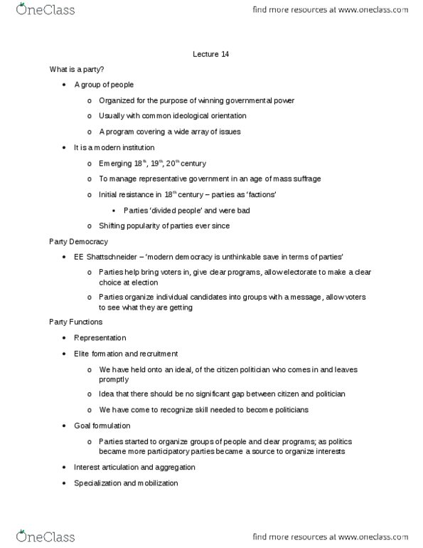 Political Science 1020E Lecture Notes - Lecture 14: Centralisation, Social Inequality, Social Democracy thumbnail