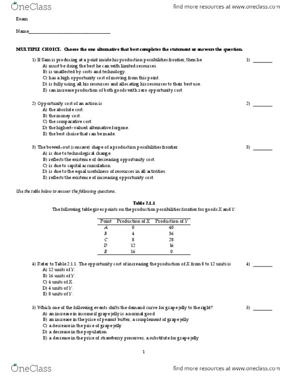 1000 REVIEW QUESTIONS FOR CHAPTER 1 AND 2 A. Short