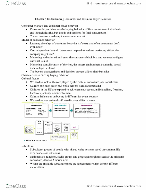 BMGT 350 Chapter 5: Chapter 5 Understanding Consumer and Business Buyer Behavior.docx thumbnail