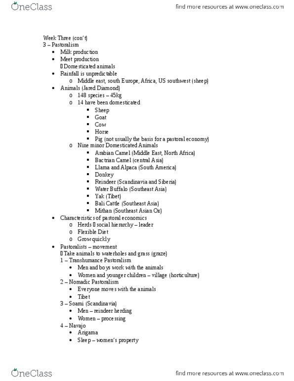 ANTH 1150 Lecture Notes - Lecture 5: Bactrian Camel, Dromedary, Banteng thumbnail