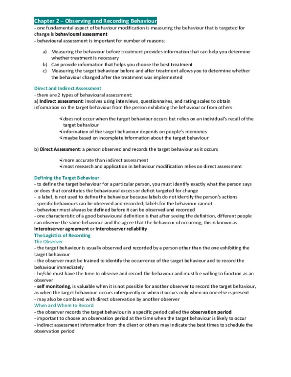 PSYB45H3 Chapter 2: Chapter 2 - Observing and Recording Behaviour thumbnail