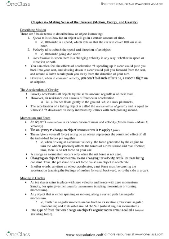 AST201H1 Lecture : Lecture 2-Chapter 4-Making Sense of the Universe (Motion, Energy, and Gravity) thumbnail