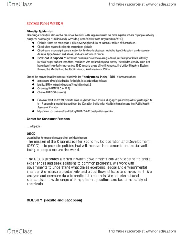 SOC 808 Lecture Notes - Lecture 9: Cardiovascular Disease thumbnail