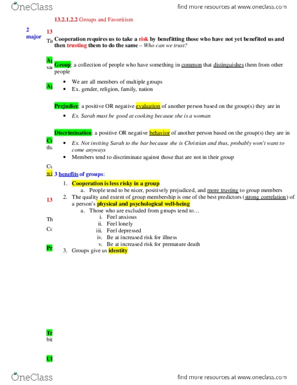 PSYC 102 Chapter Notes - Chapter 13: Subtyping, Deindividuation, Stereotype thumbnail