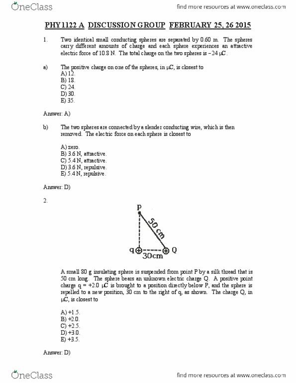 PHY 1122 Chapter Notes - Chapter 9: Combination, Electric Field thumbnail