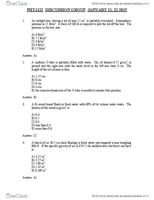 PHY 1122 Chapter Notes - Chapter 7: U.S. Route 6 In Pennsylvania, Pressure Measurement, Atmospheric Pressure thumbnail