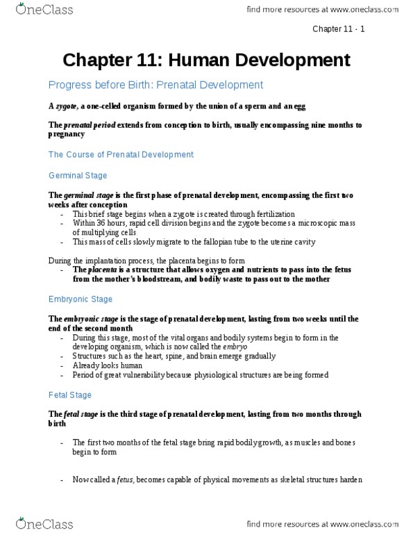 PS102 Chapter Notes - Chapter 11: Fetal Alcohol Spectrum Disorder, Prenatal Development, Genital Herpes thumbnail