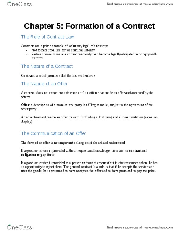 BU231 Chapter Notes - Chapter 5: Standard Form Contract, Fax thumbnail