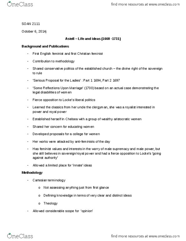 SOAN 2111 Lecture Notes - Lecture 5: Cartesian Doubt, Domestic Violence, Social Statistics thumbnail