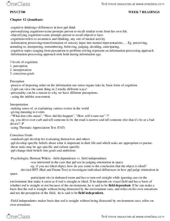 PSYC 2740 Chapter Notes - Chapter 12&13: Fluoxetine, Neuroticism, Extraversion And Introversion thumbnail