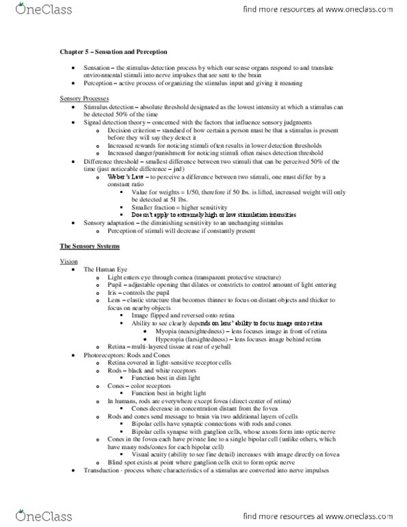 Psychology 1000 Chapter Notes - Chapter 5-8: Circadian Rhythm, Sleep Disorder, Sleep Paralysis thumbnail