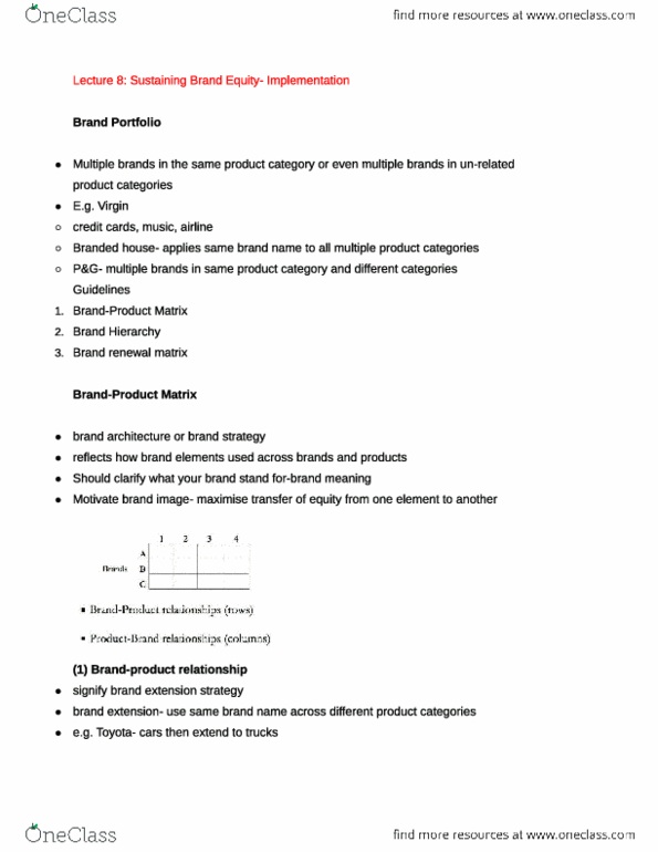 MKTG20006 : Brand Management - Week 8 (got best grade in class) - OneClass