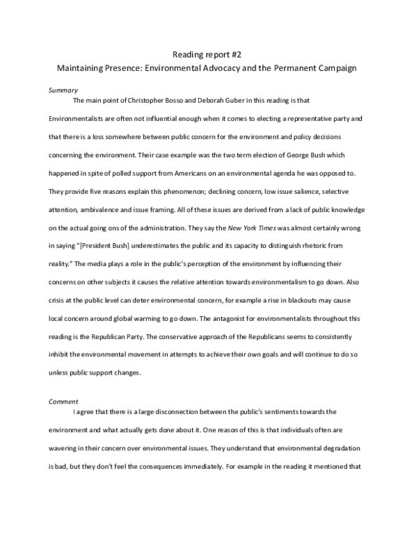 ENV320H1 Chapter : summary of environmental advocacy reading thumbnail