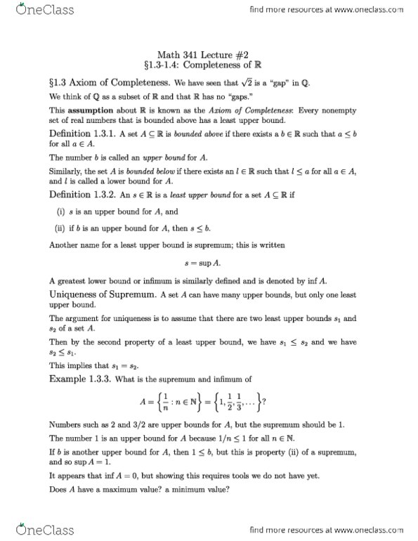 MTH3140 : Lec02 (detailed notes) - OneClass
