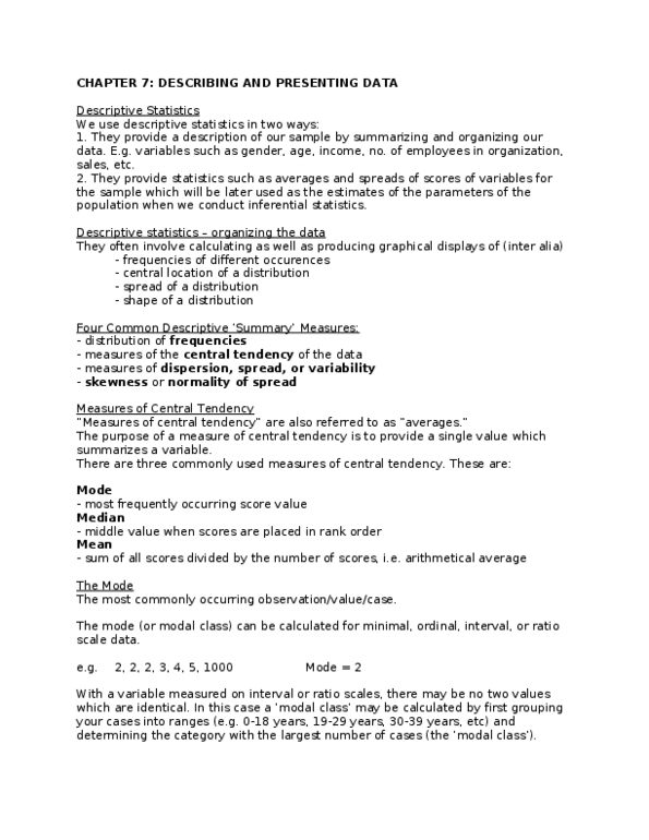 ENTR 3P99 Chapter Notes - Chapter 7: Skewness, Upper And Lower Bounds, Kurtosis thumbnail