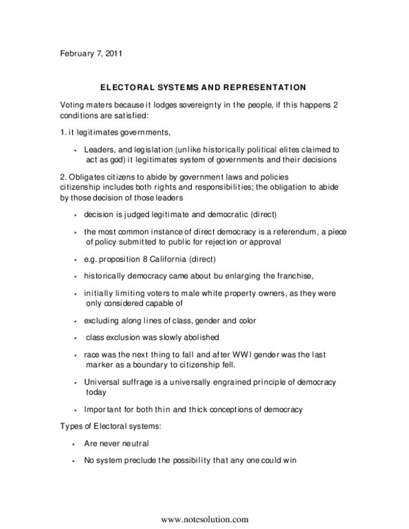 POL201Y1 Lecture : Electoral system thumbnail