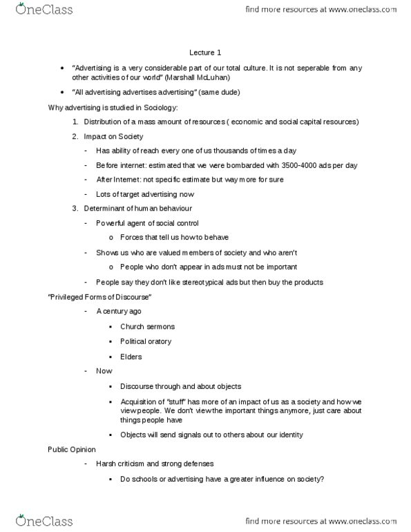 Sociology 2172A/B Lecture Notes - Lecture 1: Social Capital, Determinant thumbnail