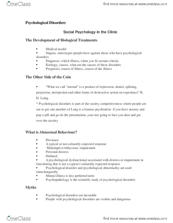 PS101 Chapter Notes - Chapter 14: Stressor, Agoraphobia, Etiology thumbnail