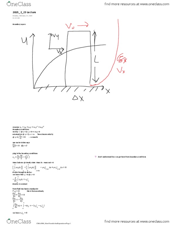 CHEN 3006 Lecture Notes - Lecture 14: Mass Flux, Reynolds Number, Fluid Mechanics thumbnail