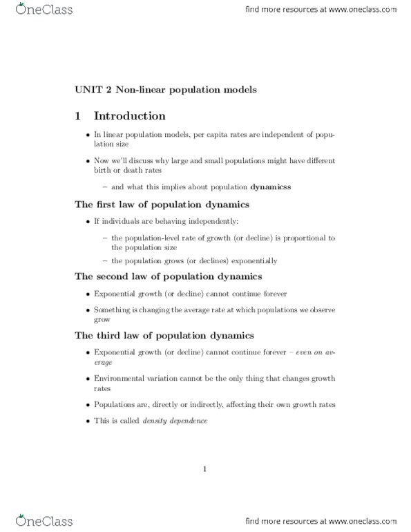 BIOLOGY 3SS3 Lecture Notes - Lecture 4: Paramecium, Exponential Growth, Models 1 thumbnail