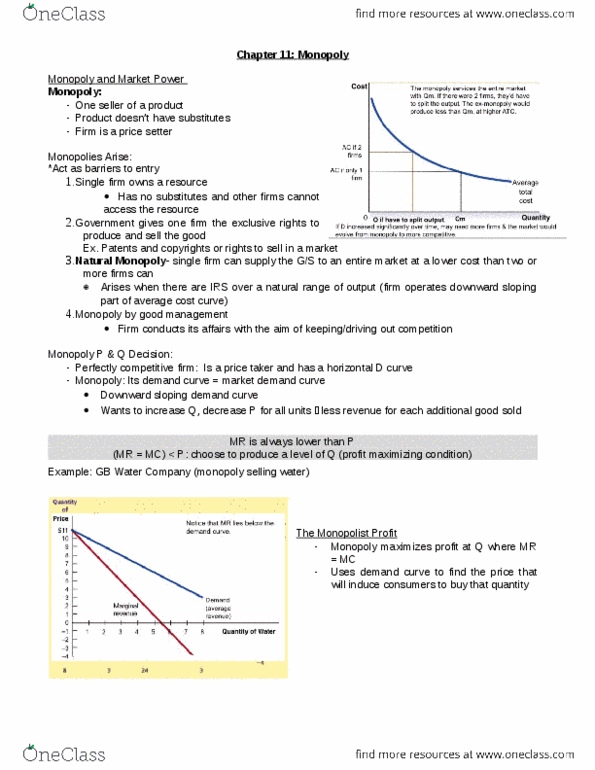 ECON 1B03 Lecture Notes - Lecture 11: Monopoly Profit, Price Discrimination, Demand Curve thumbnail