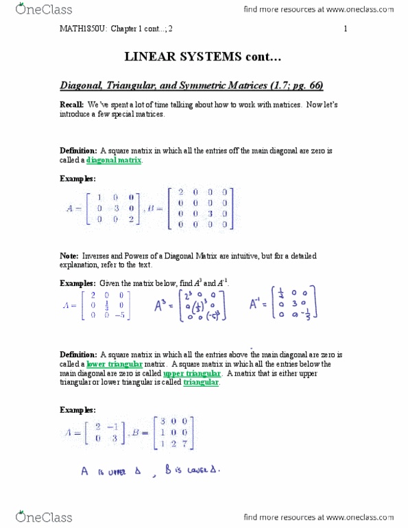 Applied Mathematics 1411A/B Lecture Notes - Lecture 5: Invertible Matrix, Laplace Expansion, Chemical Equation thumbnail